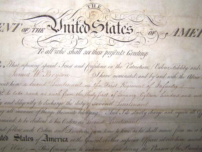 A War of 1812 Military Commission signed by Pres. James Madison on June 1, 1810, appointing James Bryson as Second Lt. — image 4